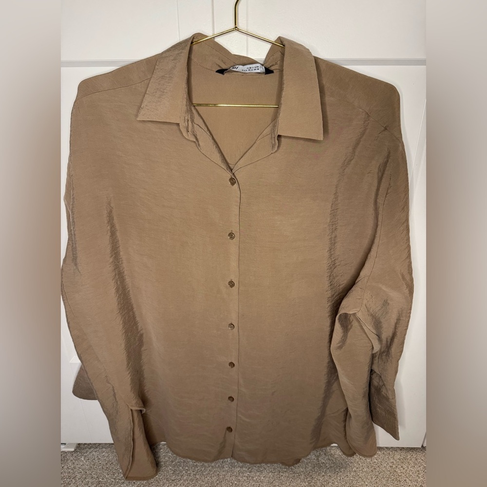 Zara Neutral Taupe Blouse
